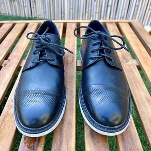 English Laundry Men's Black Perforated Leather Lace Up Closed Toe Oxford Size 10